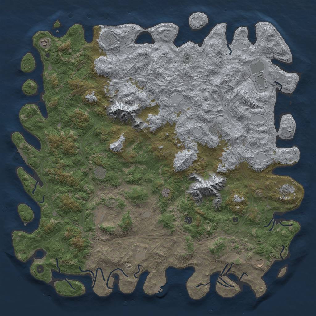 Rust Map: Procedural Map, Size: 6000, Seed: 872346843, 20 Monuments