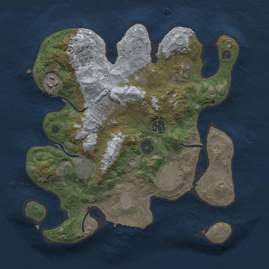Rust Map: Procedural Map, Size: 3000, Seed: 653863, 15 Monuments