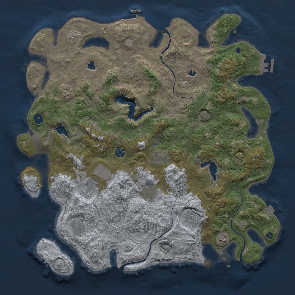 Rust Map: Procedural Map, Size: 4500, Seed: 59321475, 16 Monuments