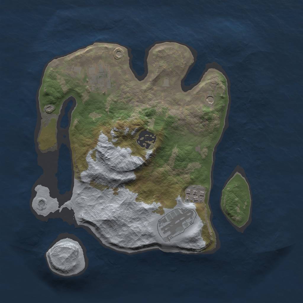 Rust Map: Barren, Size: 2500, Seed: 124, 7 Monuments