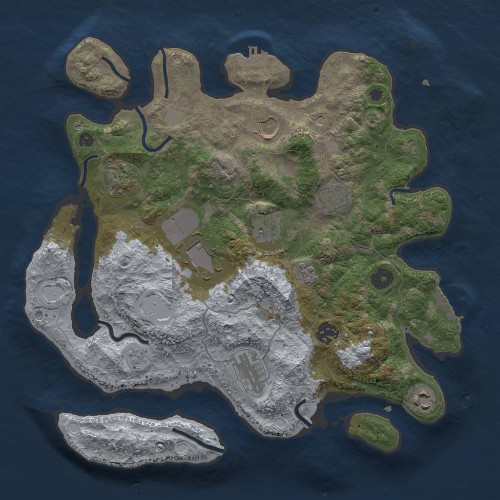 Rust Map: Procedural Map, Size: 3500, Seed: 1507467364, 18 Monuments