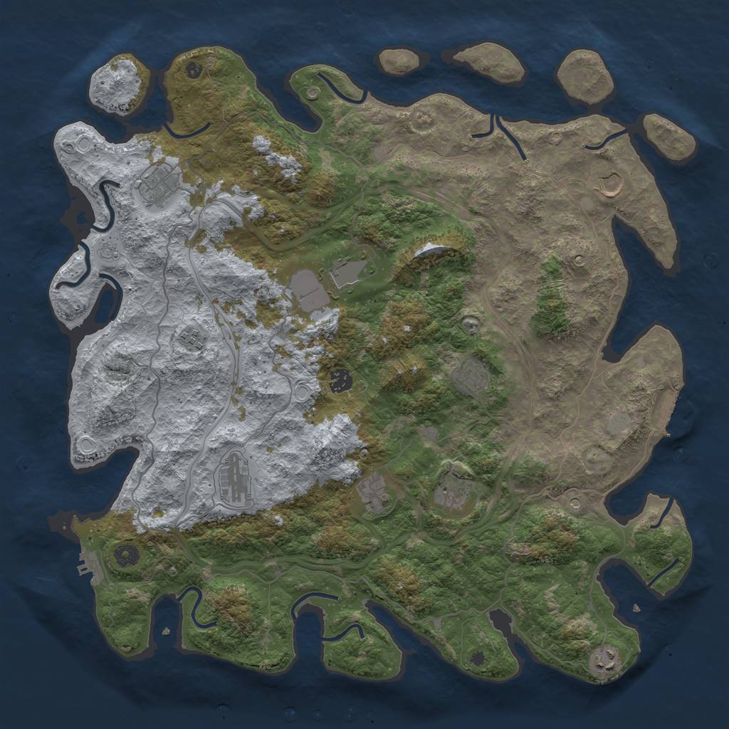 Rust Map: Procedural Map, Size: 4500, Seed: 6600, 19 Monuments