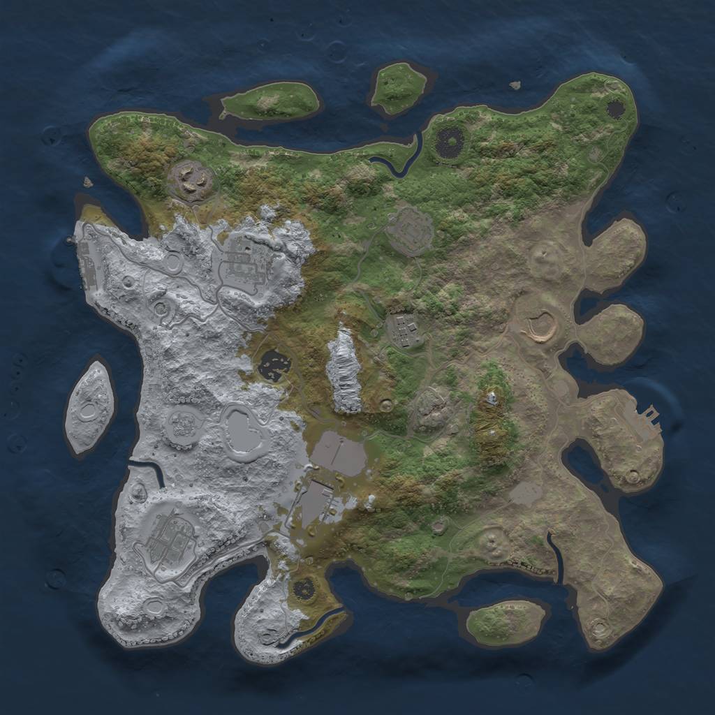 Rust Map: Procedural Map, Size: 3500, Seed: 234575, 17 Monuments