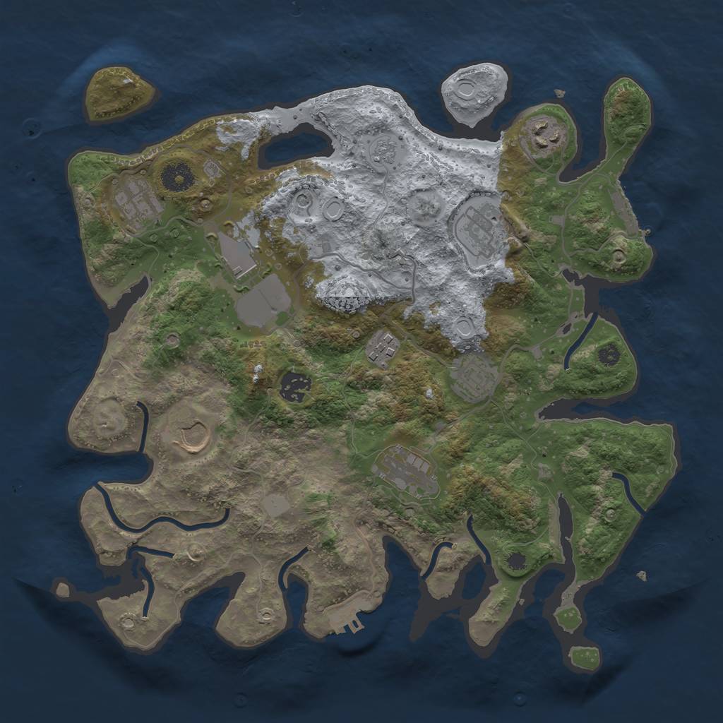 Rust Map: Procedural Map, Size: 3500, Seed: 376333696, 18 Monuments