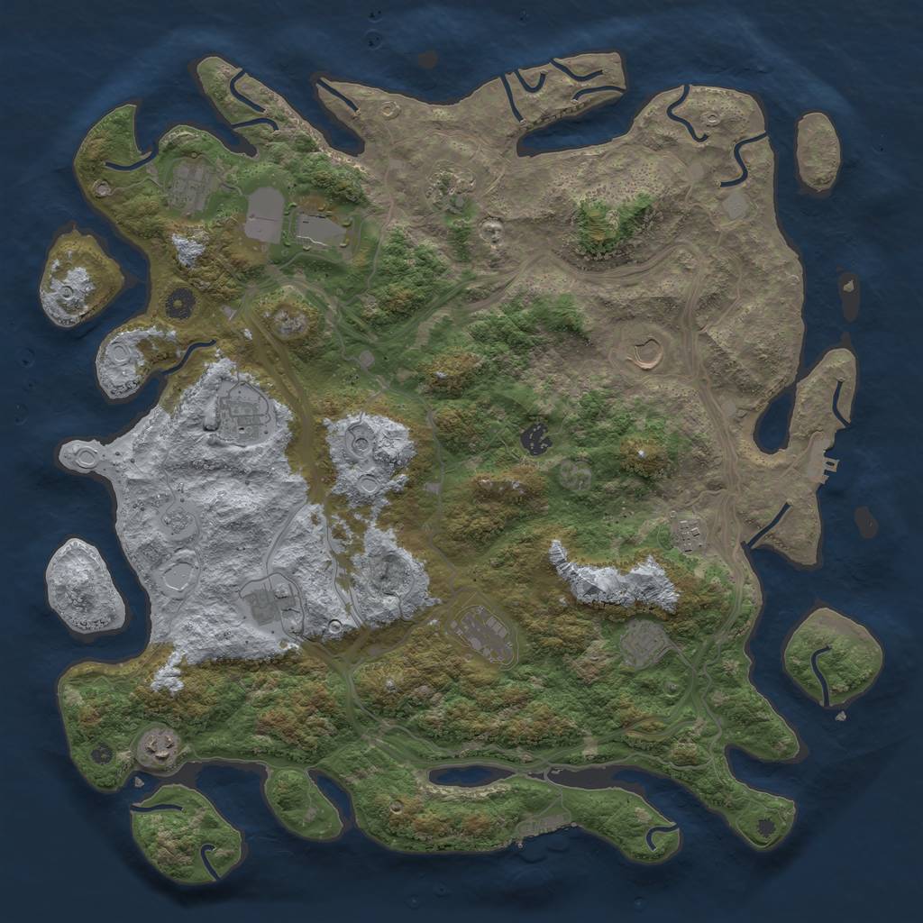 Rust Map: Procedural Map, Size: 4500, Seed: 902162553, 20 Monuments
