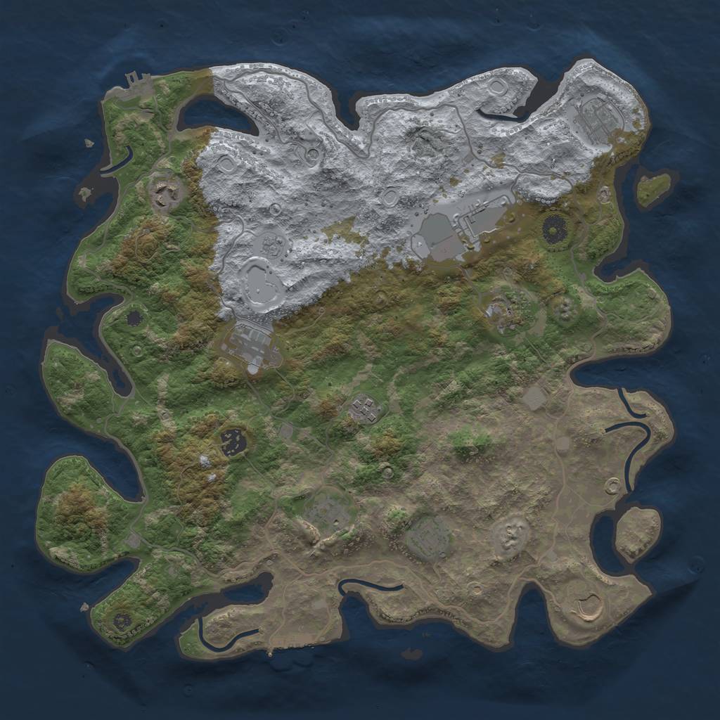 Rust Map: Procedural Map, Size: 4000, Seed: 819283380, 19 Monuments