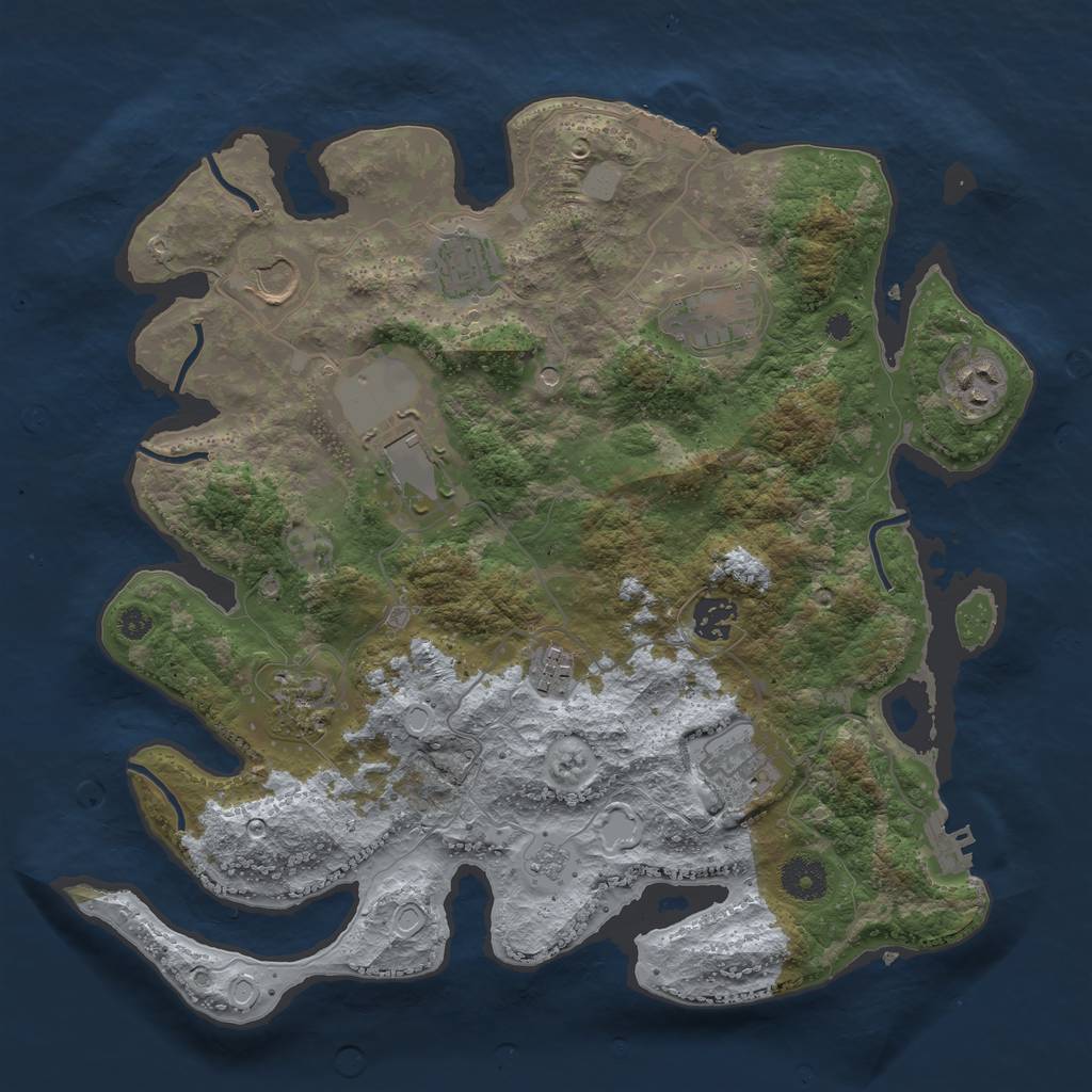 Rust Map: Procedural Map, Size: 3611, Seed: 993459, 18 Monuments