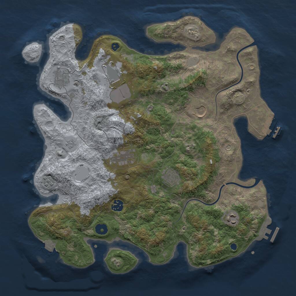 Rust Map: Procedural Map, Size: 3750, Seed: 454595042, 14 Monuments