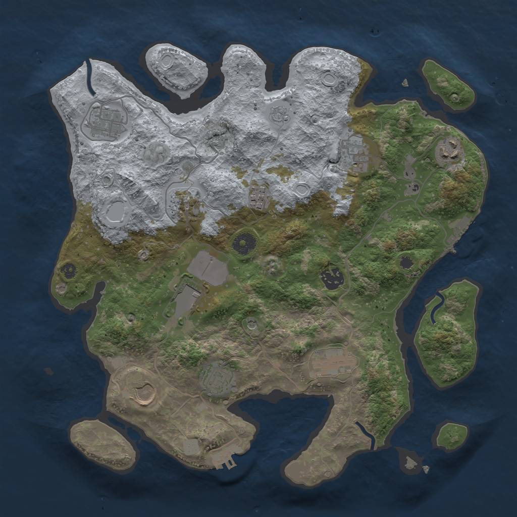 Rust Map: Procedural Map, Size: 3500, Seed: 972103397, 19 Monuments