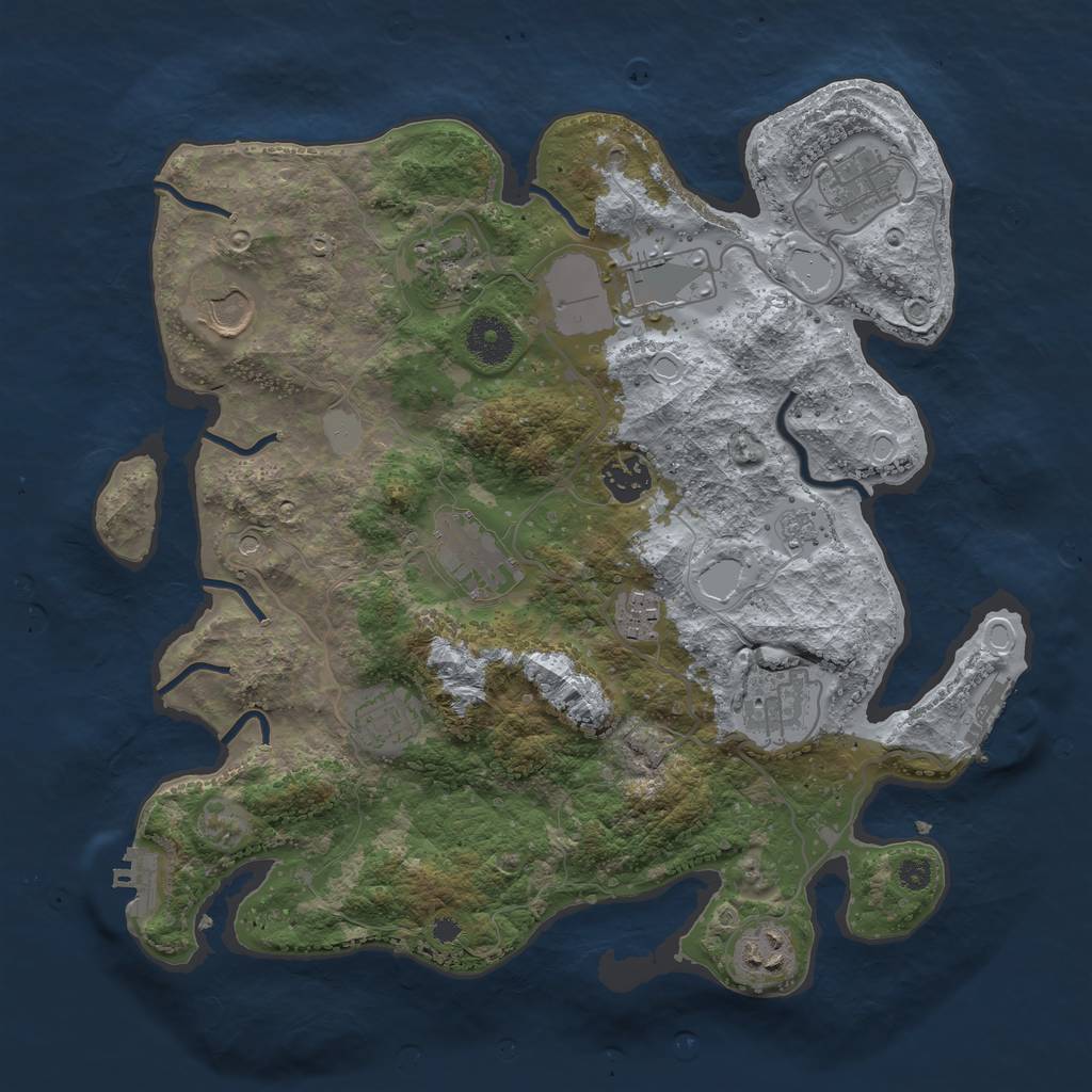 Rust Map: Procedural Map, Size: 3500, Seed: 400666440, 19 Monuments