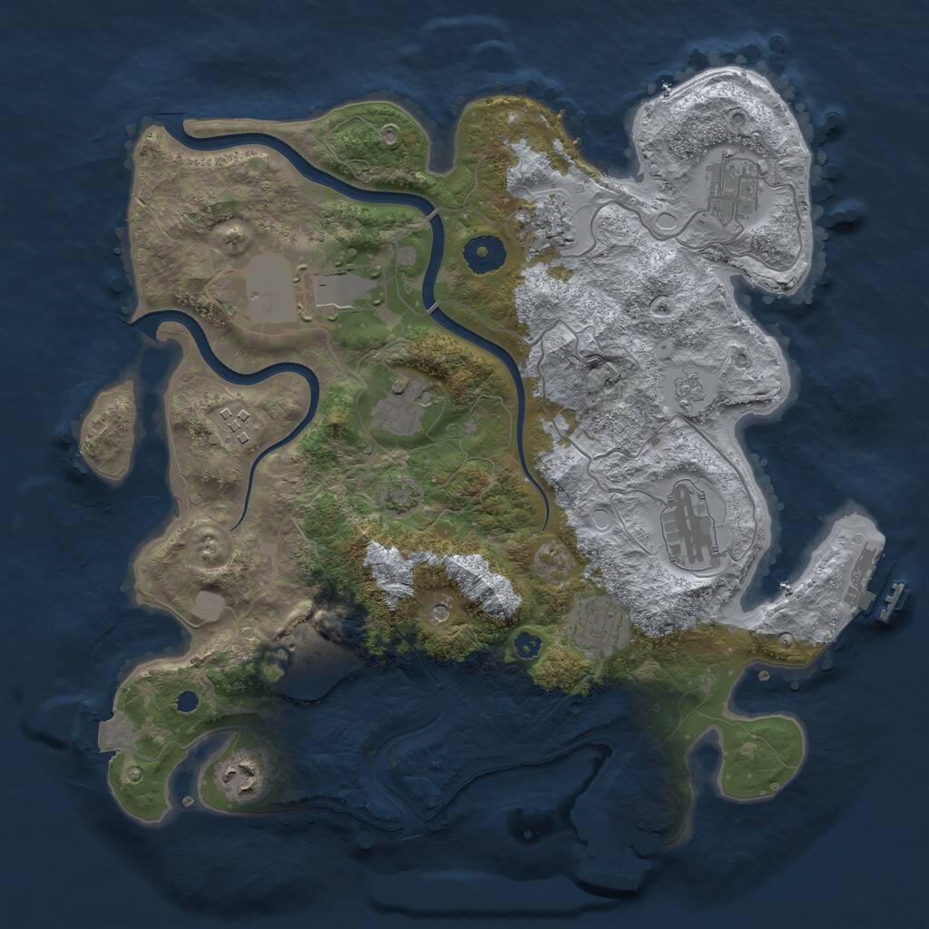 Rust Map: Procedural Map, Size: 3500, Seed: 400666440, 15 Monuments