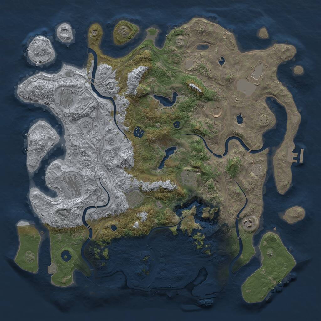 Rust Map: Procedural Map, Size: 4500, Seed: 1820647127, 15 Monuments