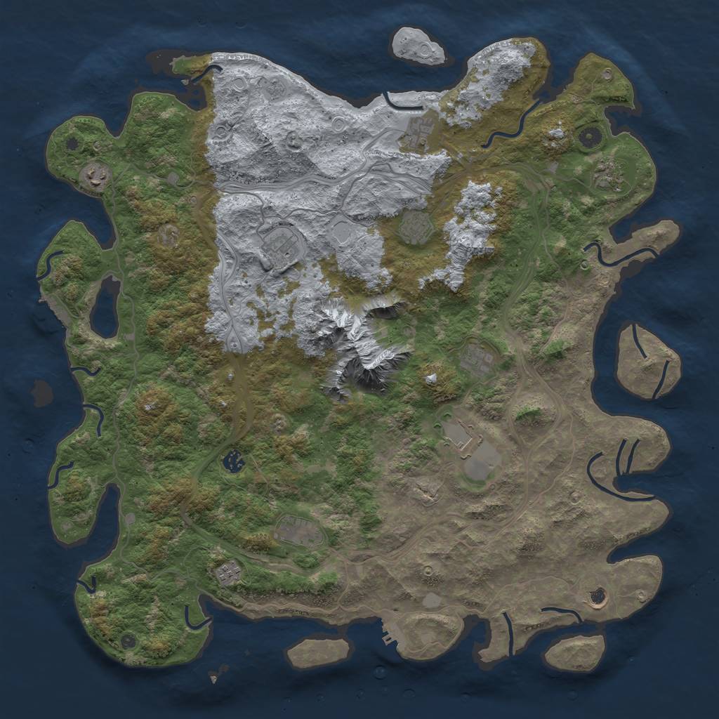 Rust Map: Procedural Map, Size: 5000, Seed: 2821, 20 Monuments
