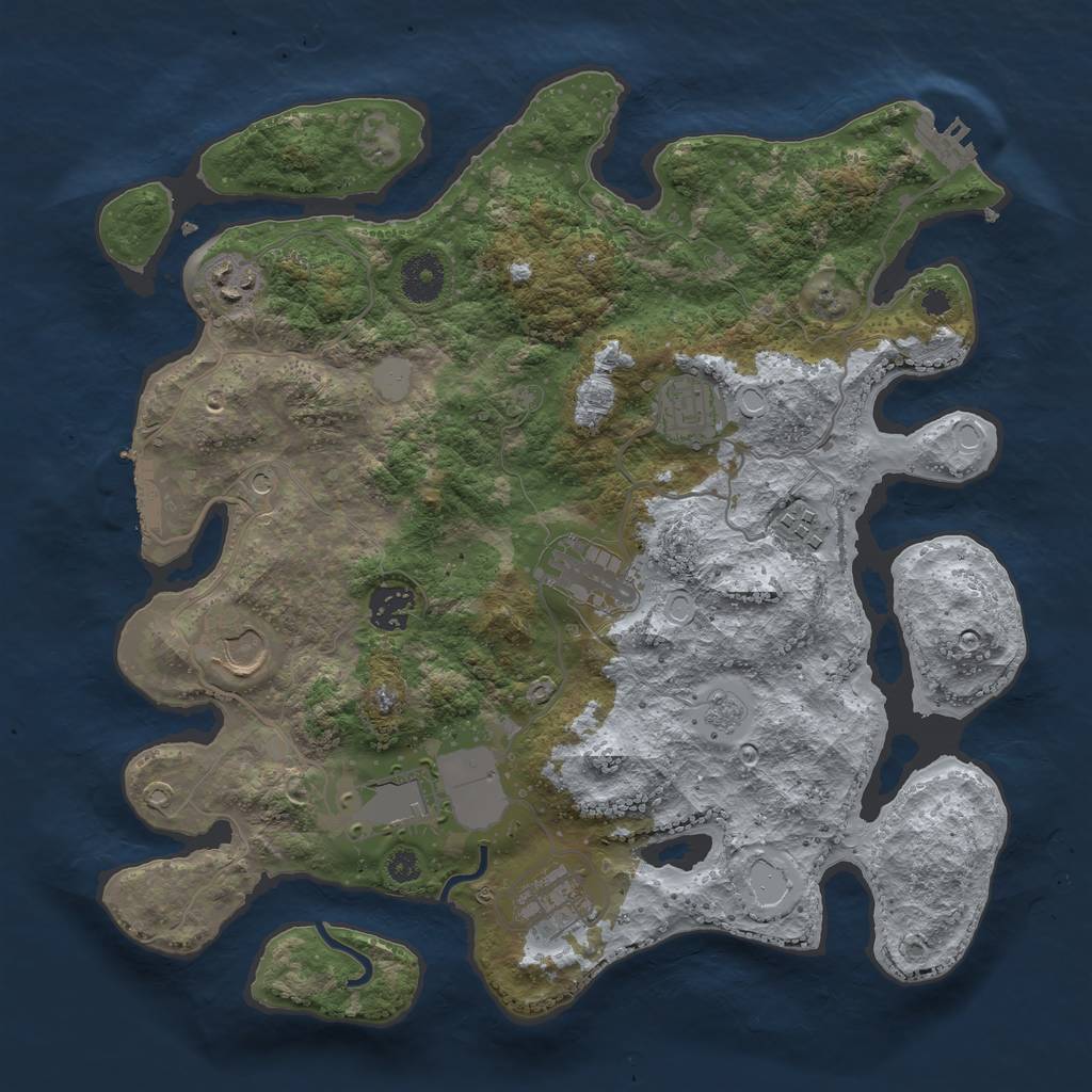 Rust Map: Procedural Map, Size: 3500, Seed: 8484, 17 Monuments