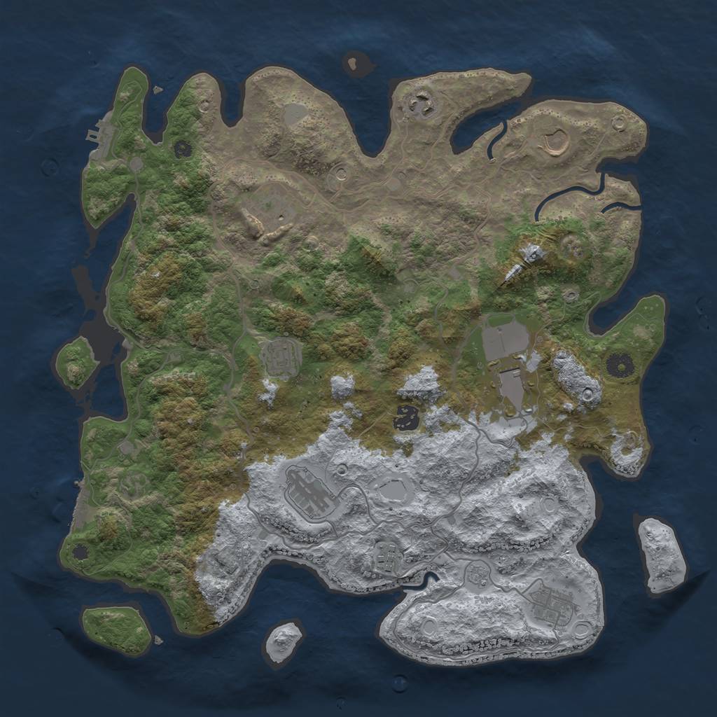 Rust Map: Procedural Map, Size: 4000, Seed: 397755964, 18 Monuments