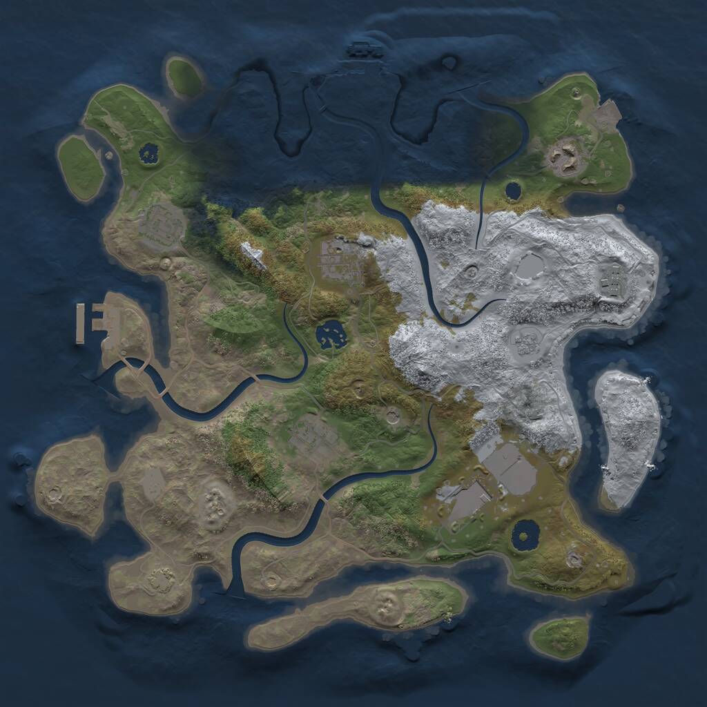 Rust Map: Procedural Map, Size: 3500, Seed: 1732463484, 13 Monuments