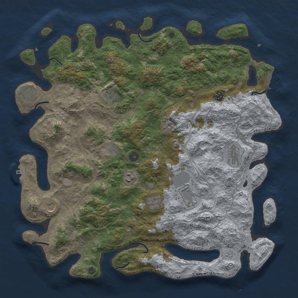Rust Map: Procedural Map, Size: 4500, Seed: 423878505, 19 Monuments