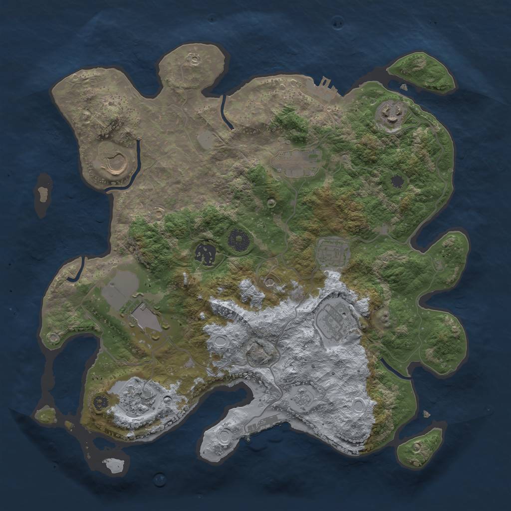 Rust Map: Procedural Map, Size: 3500, Seed: 1619605831, 17 Monuments