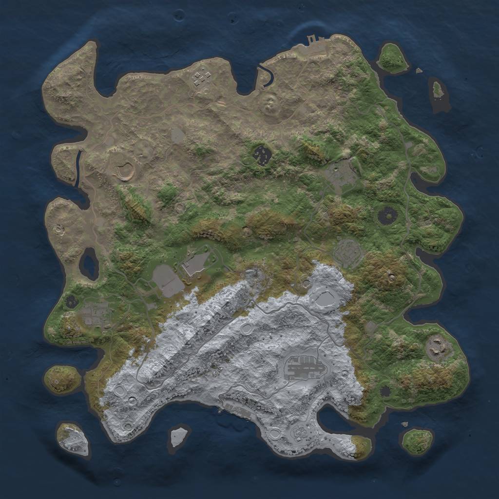 Rust Map: Procedural Map, Size: 4000, Seed: 120, 18 Monuments