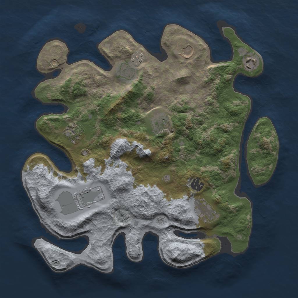 Rust Map: Barren, Size: 3500, Seed: 361207240, 12 Monuments