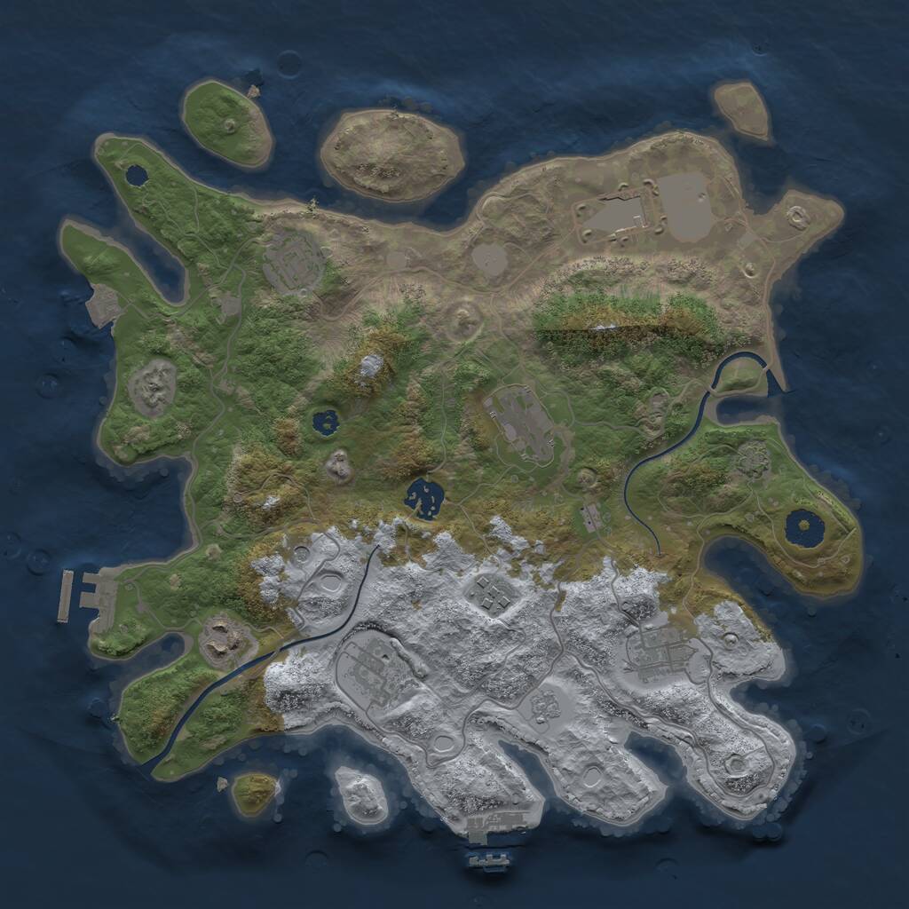 Rust Map: Procedural Map, Size: 3500, Seed: 1883077221, 14 Monuments
