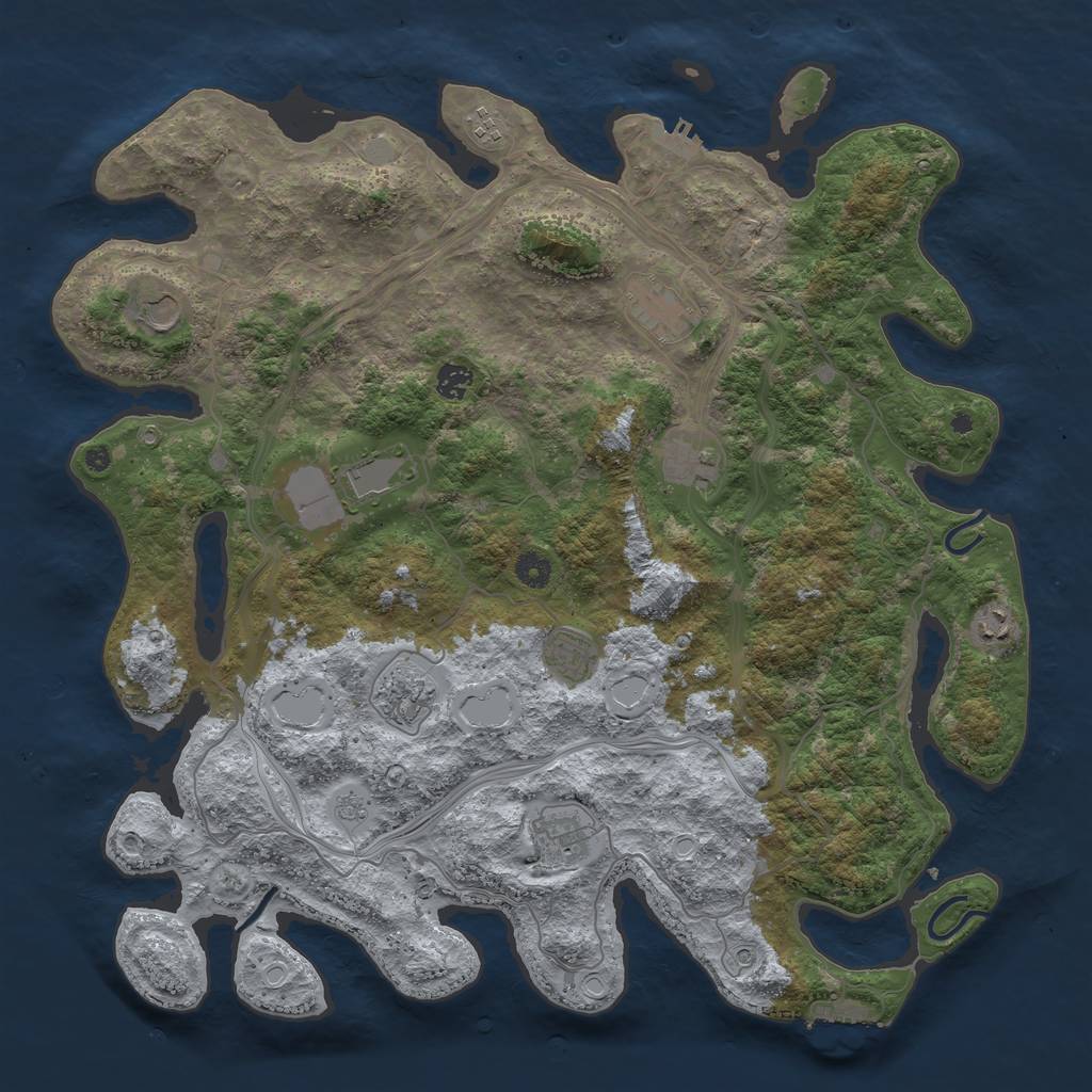 Rust Map: Procedural Map, Size: 4500, Seed: 1240620490, 19 Monuments