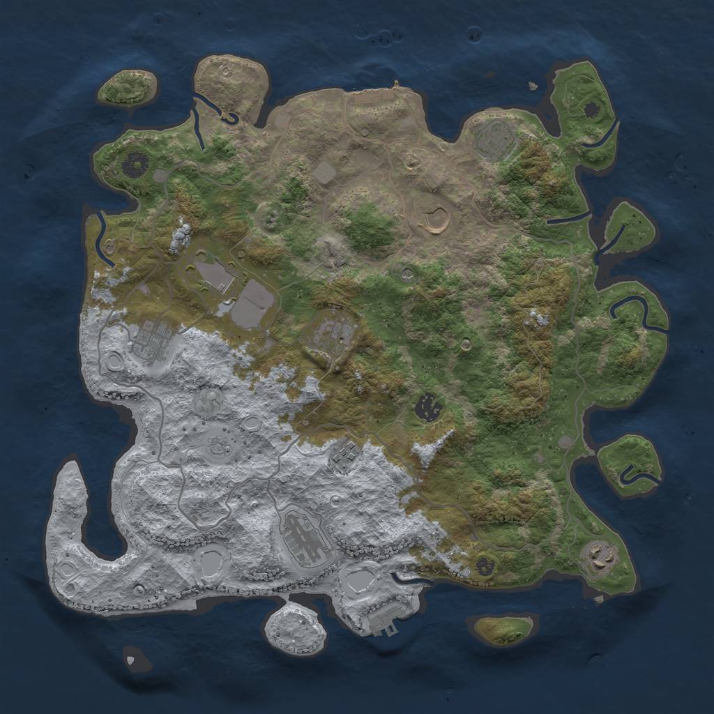 Rust Map: Procedural Map, Size: 4000, Seed: 65465181, 18 Monuments