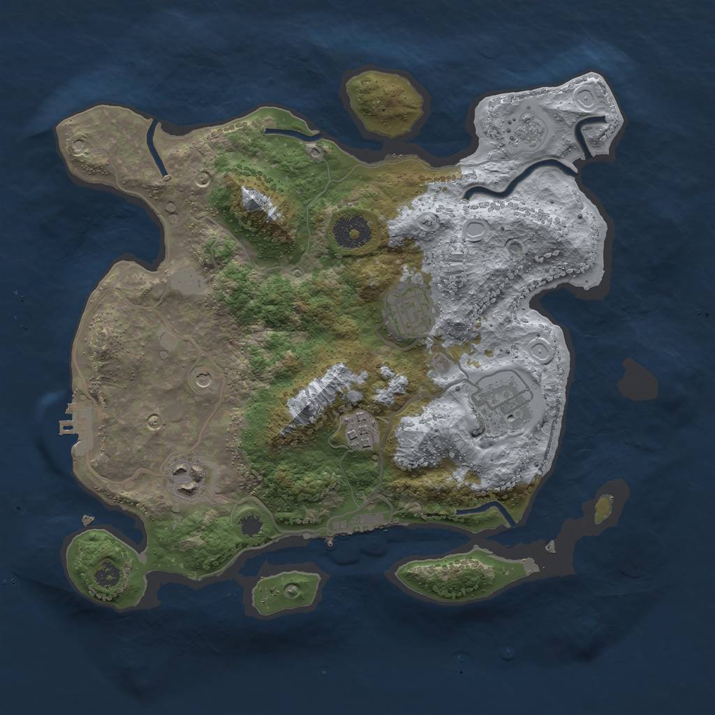 Rust Map: Procedural Map, Size: 3000, Seed: 77951, 13 Monuments
