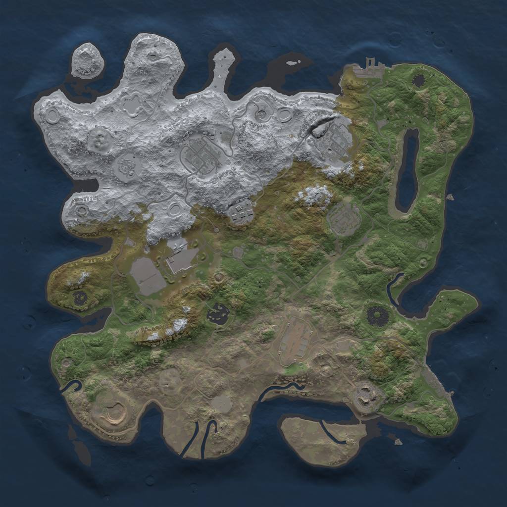 Rust Map: Procedural Map, Size: 3500, Seed: 1132175904, 18 Monuments