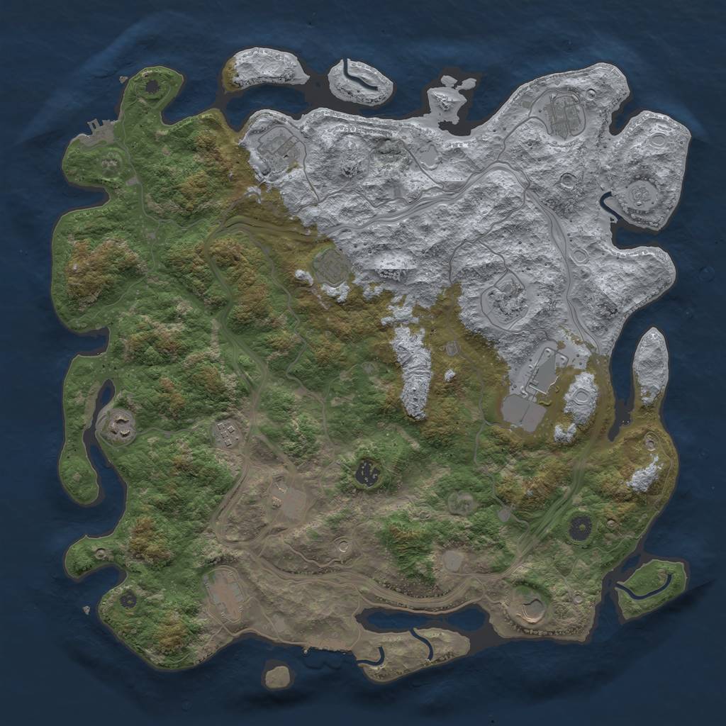 Rust Map: Procedural Map, Size: 4500, Seed: 2084480322, 20 Monuments