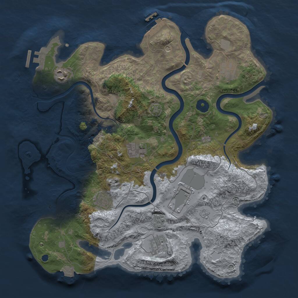Rust Map: Procedural Map, Size: 3500, Seed: 79665418, 13 Monuments