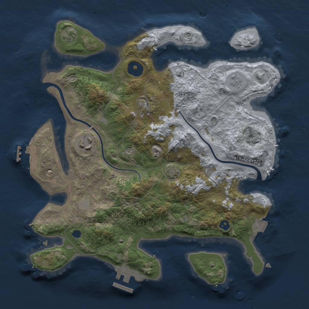 Rust Map: Procedural Map, Size: 3000, Seed: 19875632, 8 Monuments