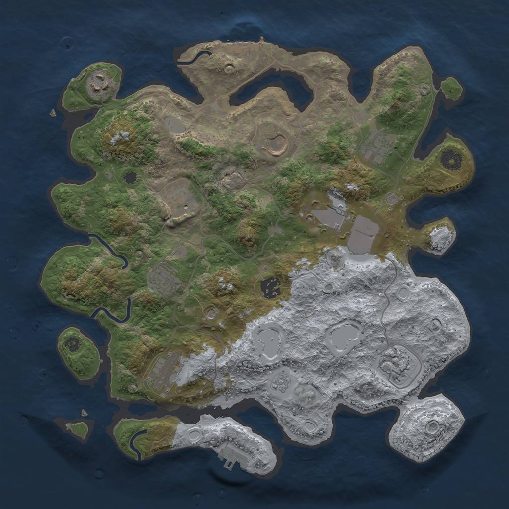 Rust Map: Procedural Map, Size: 3600, Seed: 84, 18 Monuments