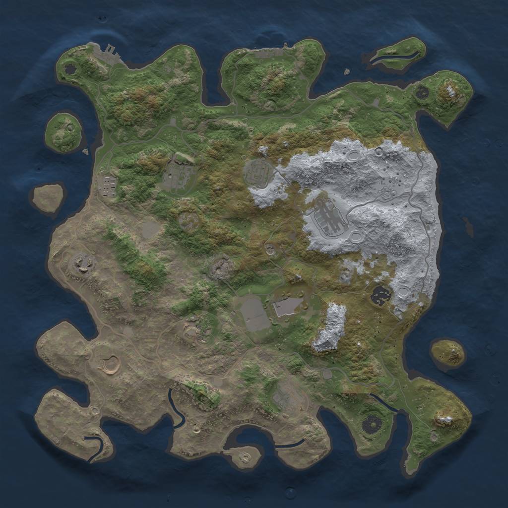 Rust Map: Procedural Map, Size: 4000, Seed: 6738765, 19 Monuments