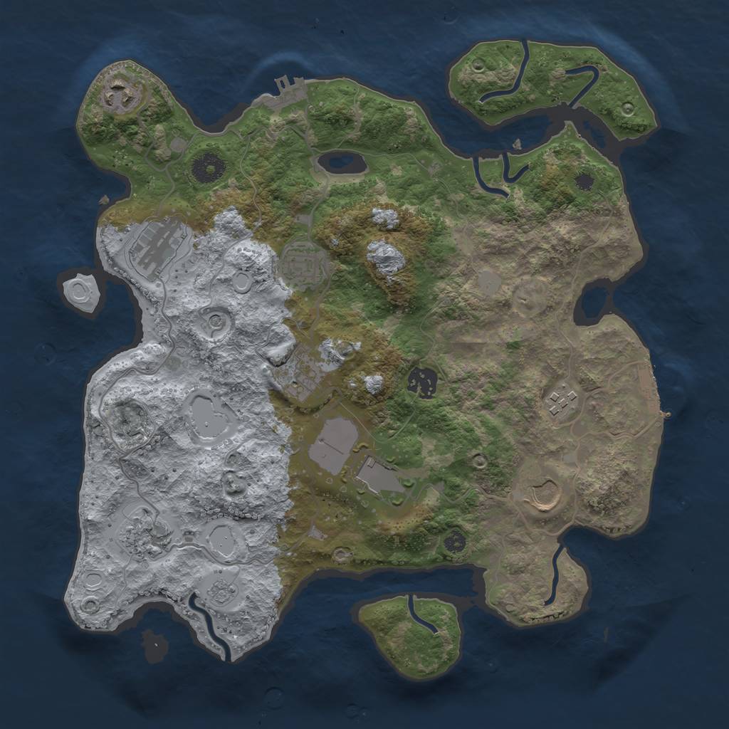 Rust Map: Procedural Map, Size: 3500, Seed: 379680108, 18 Monuments