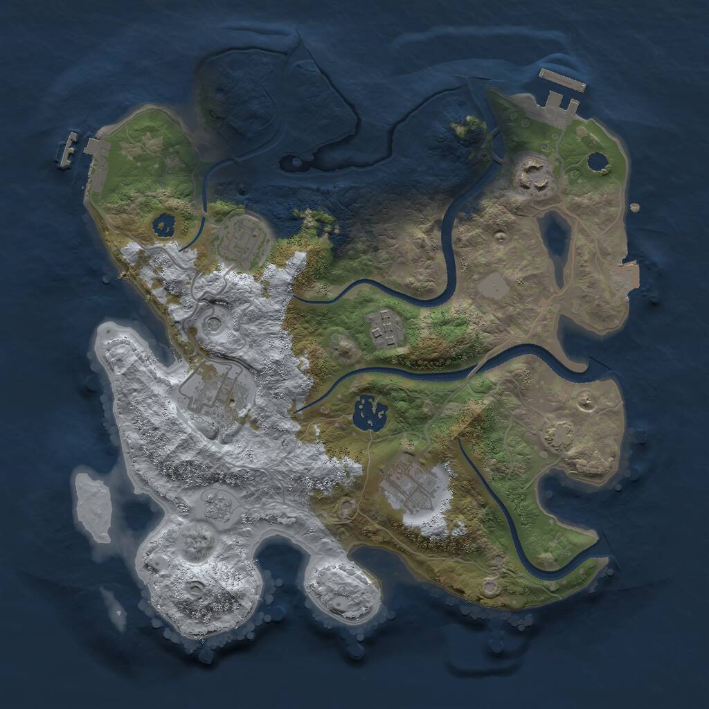 Rust Map: Procedural Map, Size: 3000, Seed: 515545129, 12 Monuments