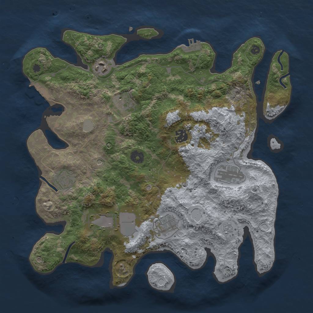Rust Map: Procedural Map, Size: 3500, Seed: 1835187862, 16 Monuments