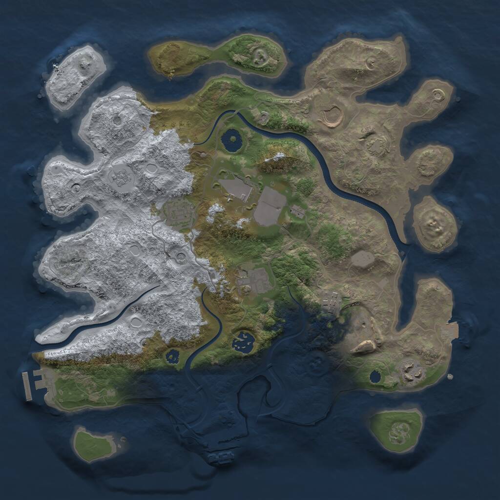 Rust Map: Procedural Map, Size: 3500, Seed: 958211, 14 Monuments
