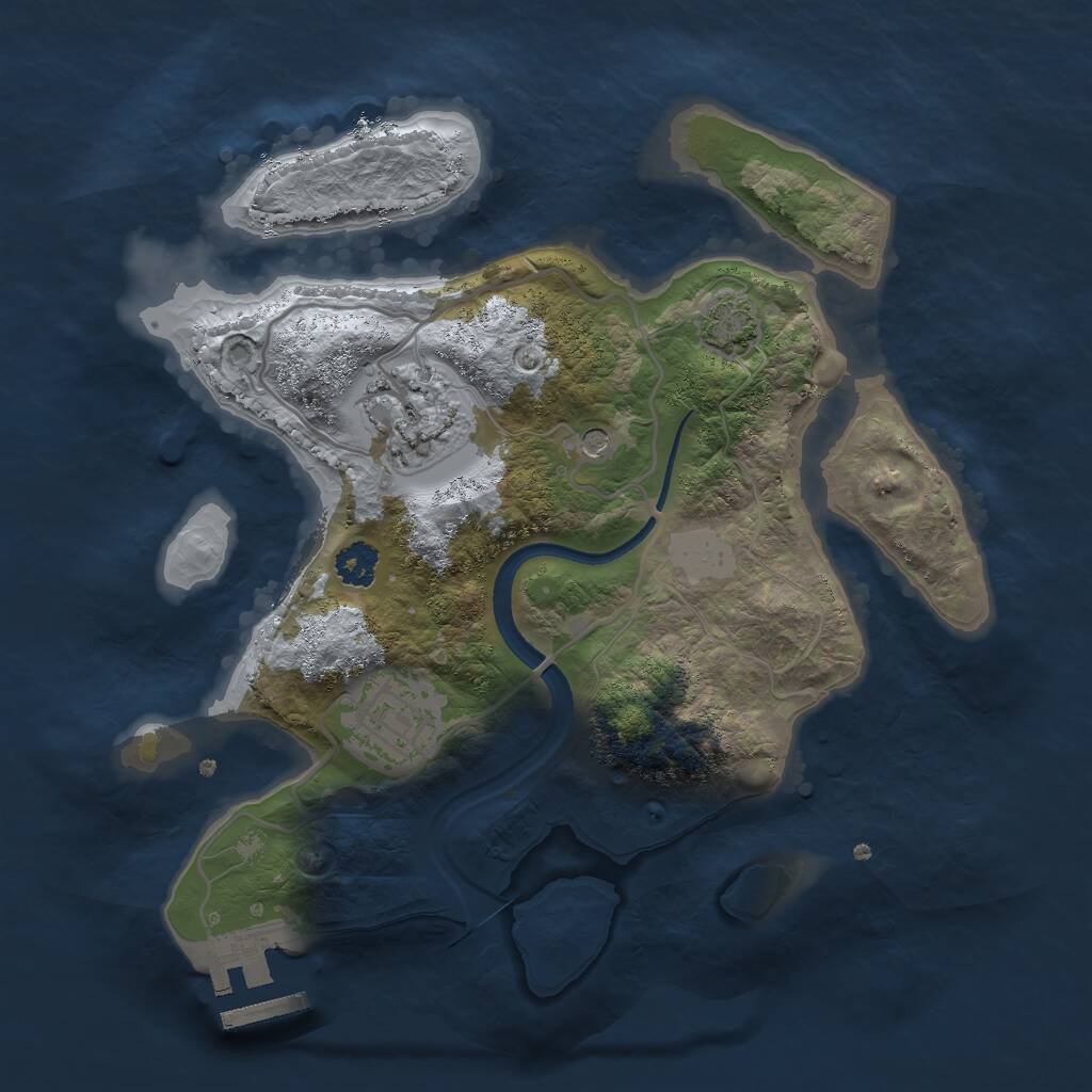 Rust Map: Procedural Map, Size: 2500, Seed: 2033086595, 6 Monuments