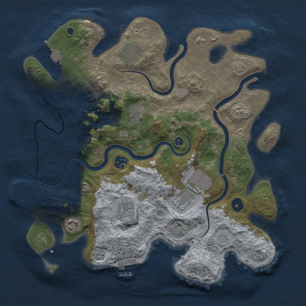 Rust Map: Procedural Map, Size: 3650, Seed: 861591680, 13 Monuments