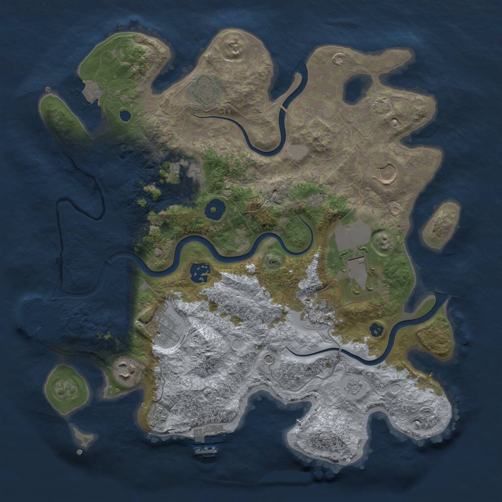 Rust Map: Procedural Map, Size: 3650, Seed: 861591680, 15 Monuments