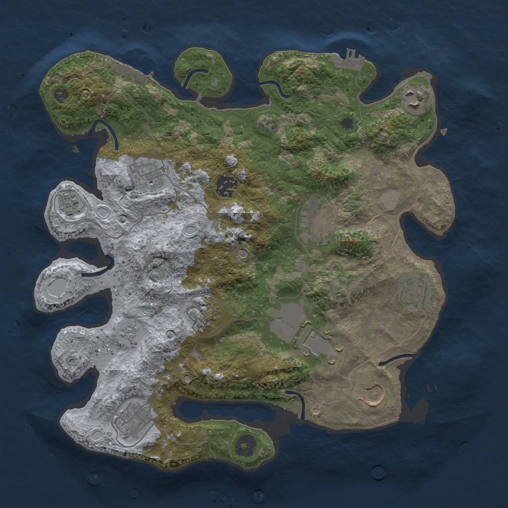 Rust Map: Procedural Map, Size: 3500, Seed: 87402111, 19 Monuments