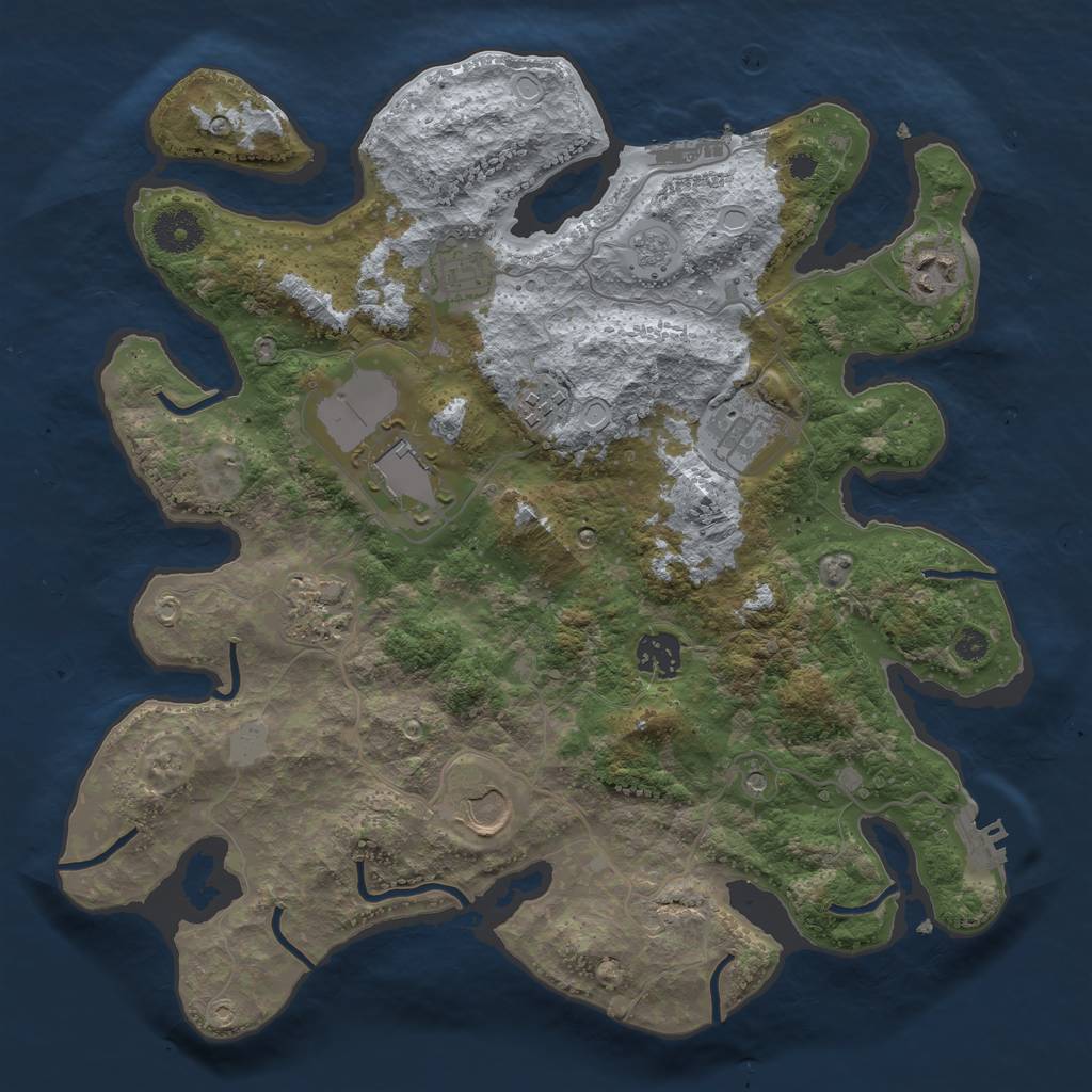 Rust Map: Procedural Map, Size: 3500, Seed: 888555, 17 Monuments