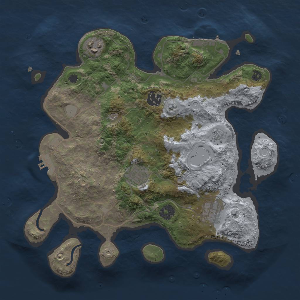 Rust Map: Procedural Map, Size: 3000, Seed: 768311145, 13 Monuments