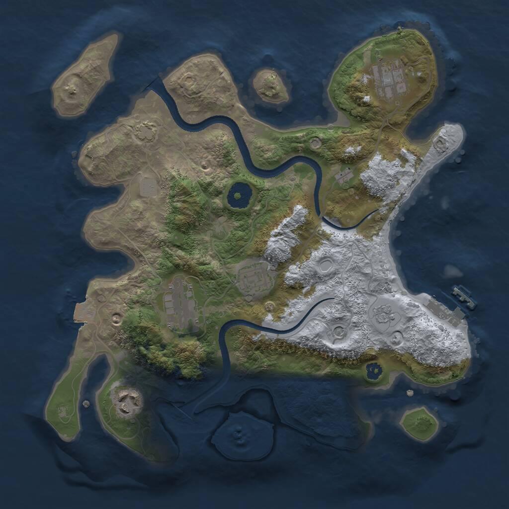 Rust Map: Procedural Map, Size: 3000, Seed: 990354, 9 Monuments