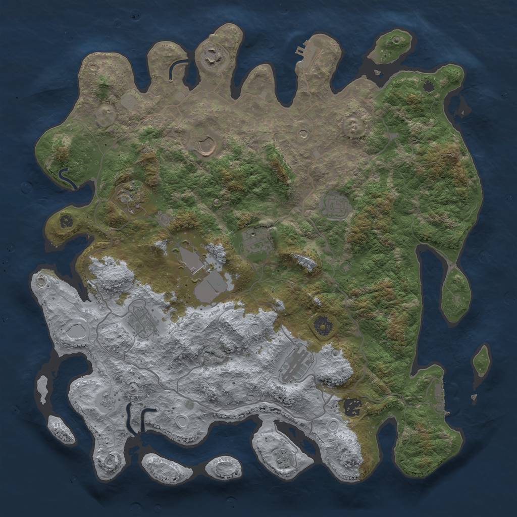 Rust Map: Procedural Map, Size: 4096, Seed: 252, 19 Monuments