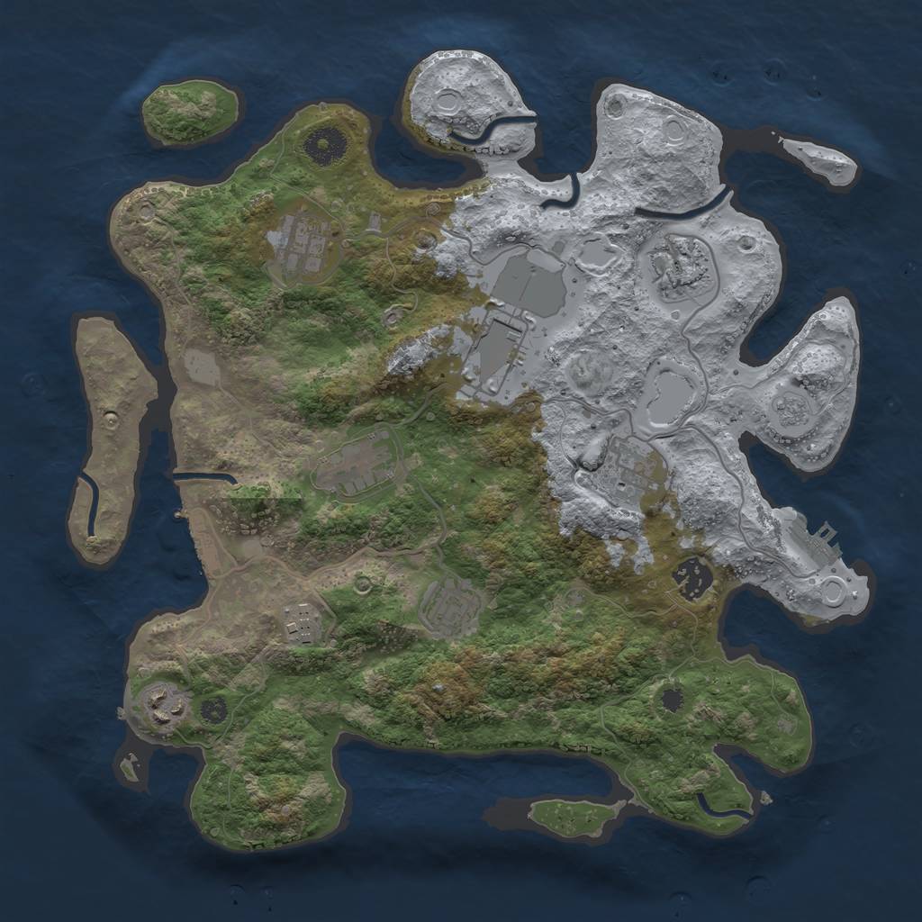 Rust Map: Procedural Map, Size: 3500, Seed: 161960583, 17 Monuments
