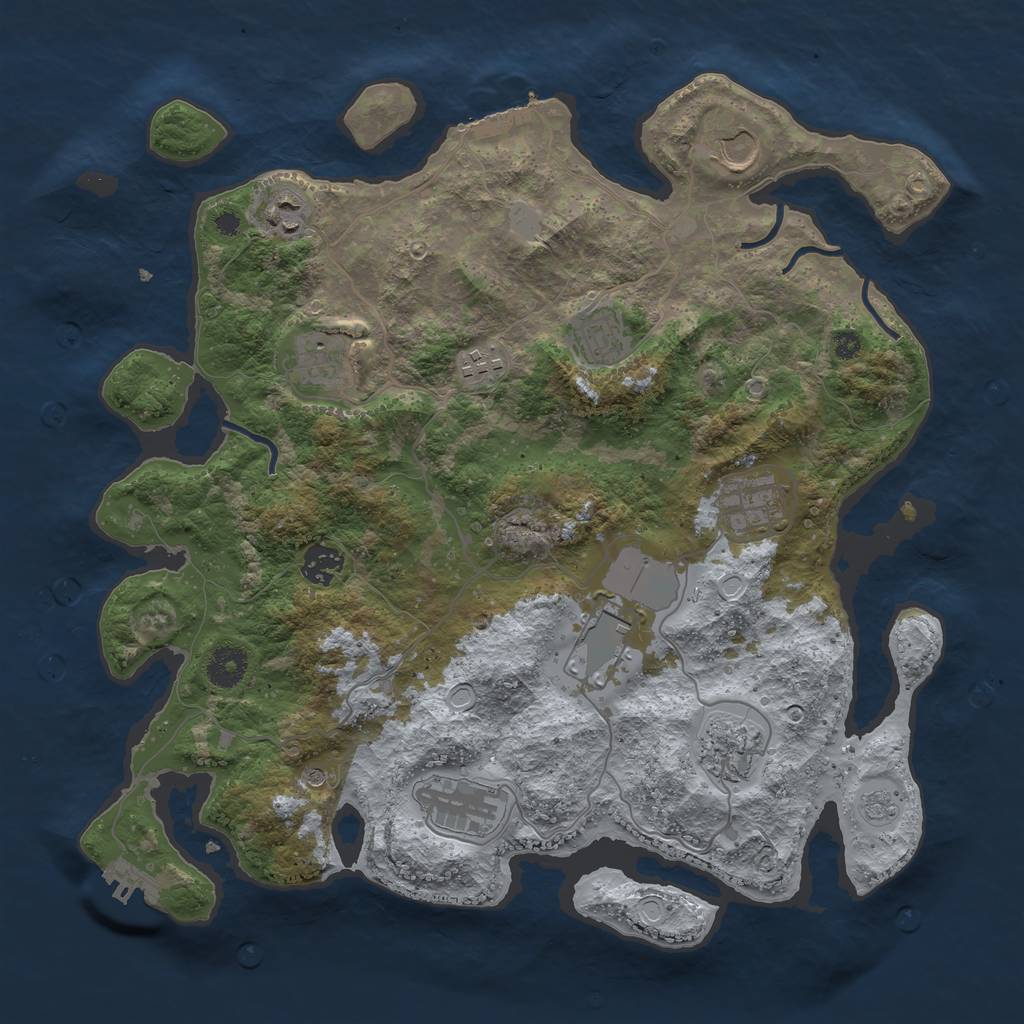 Rust Map: Procedural Map, Size: 3750, Seed: 36252786, 19 Monuments
