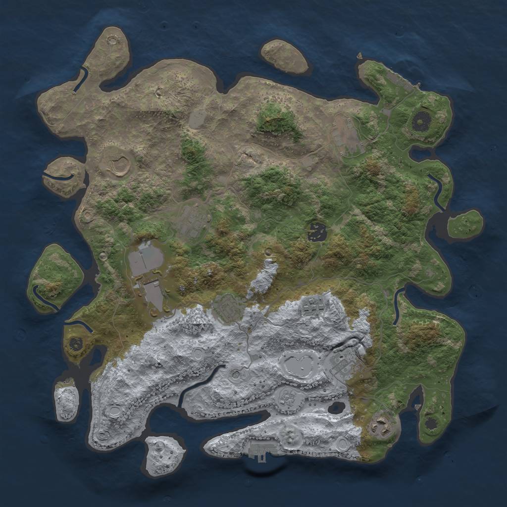 Rust Map: Procedural Map, Size: 3800, Seed: 71332144, 18 Monuments