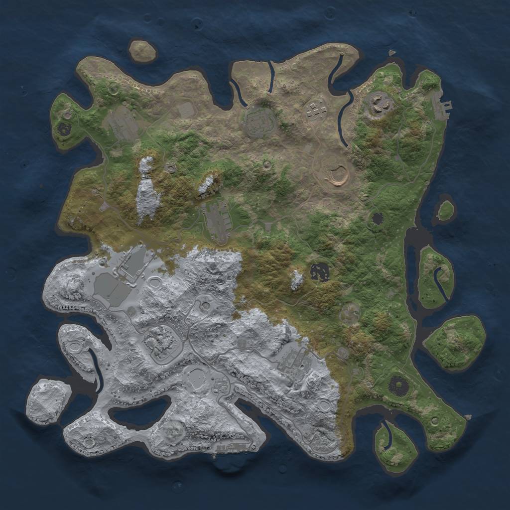 Rust Map: Procedural Map, Size: 3800, Seed: 327514192, 19 Monuments